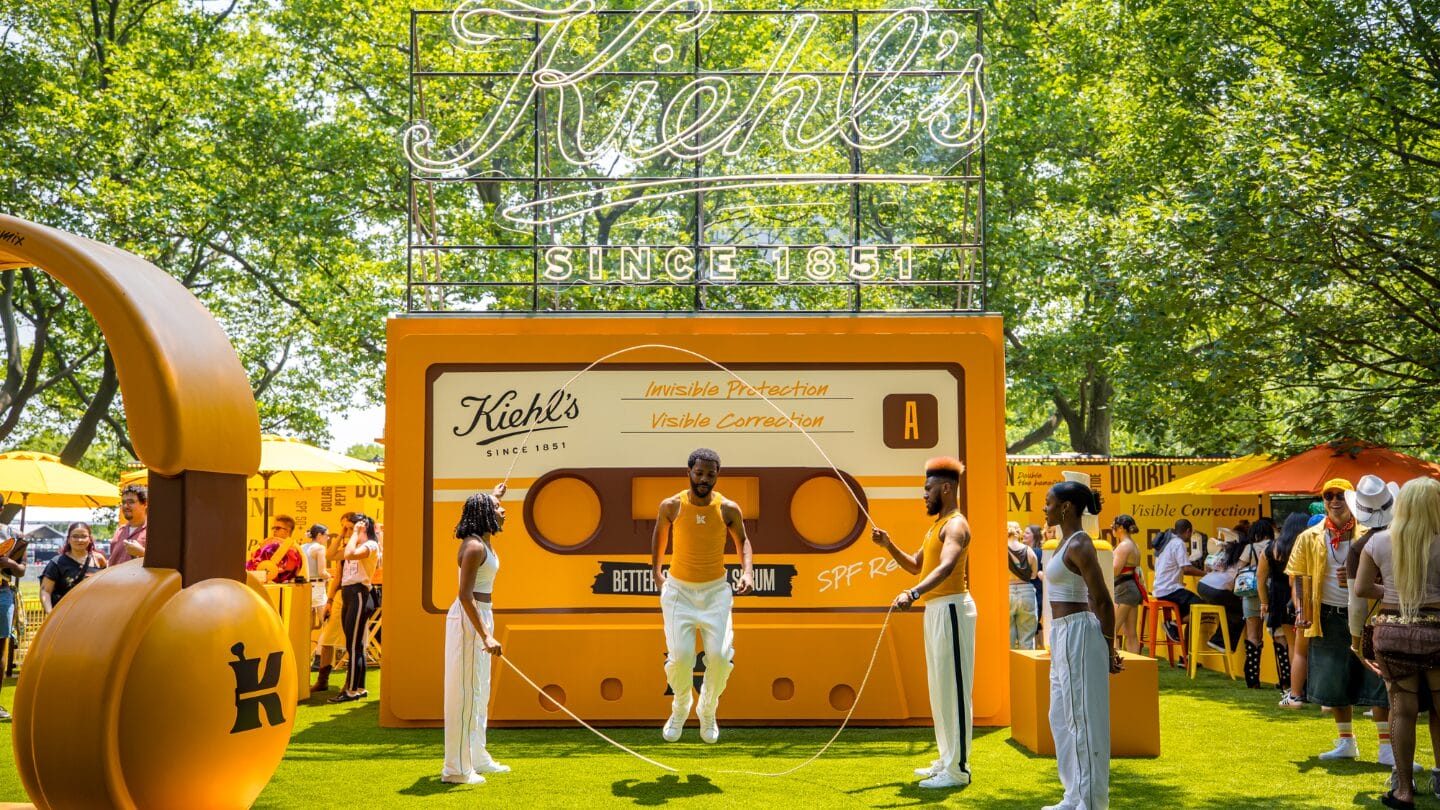 A giant cassette-tape installation at a Kiehl’s festival activation