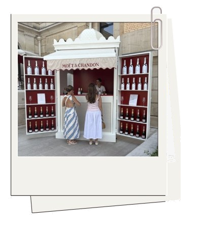 Polaroid photo of a Moët & Chandon champagne kiosk activation
